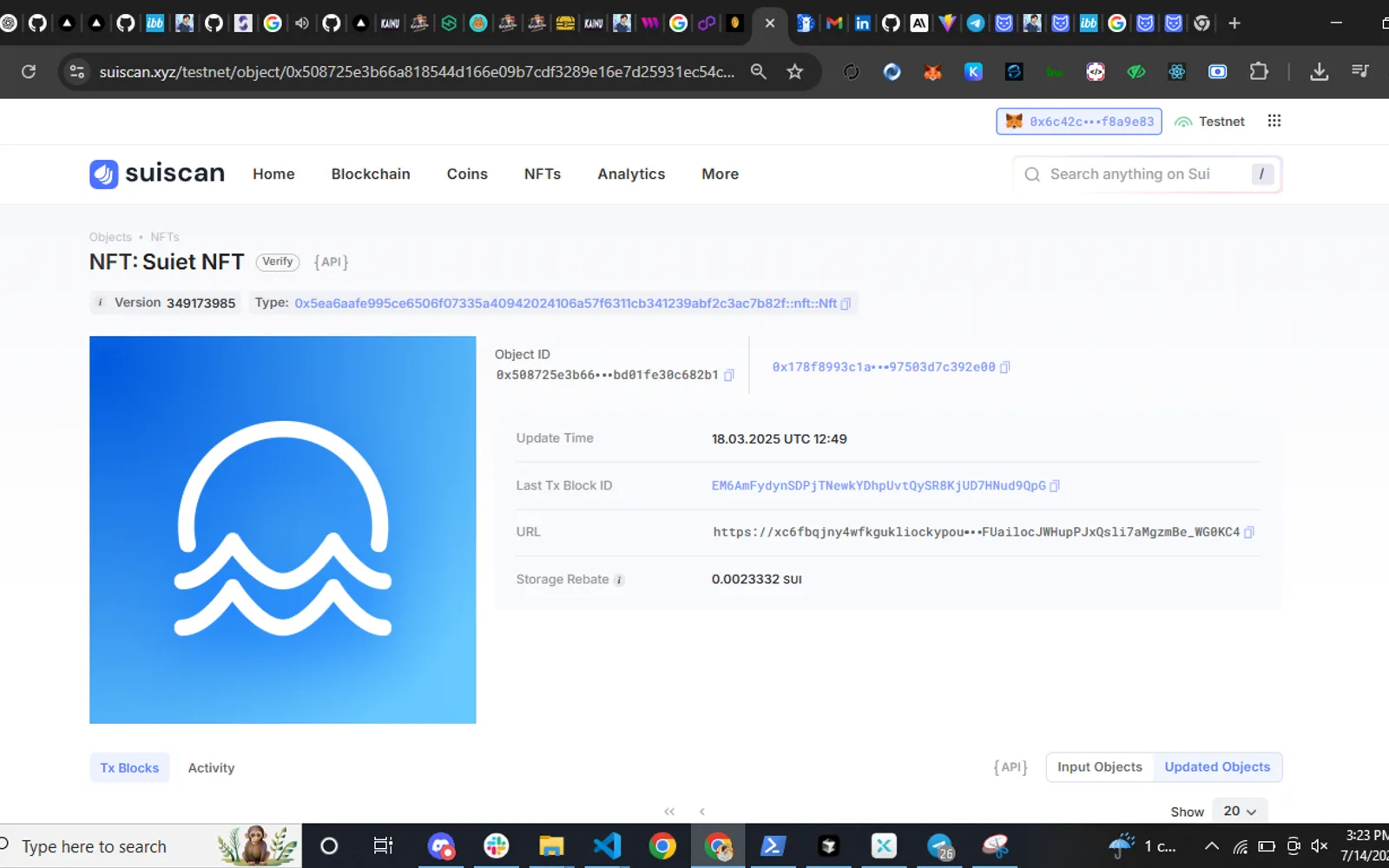 SUI NFT Marketplace screenshot